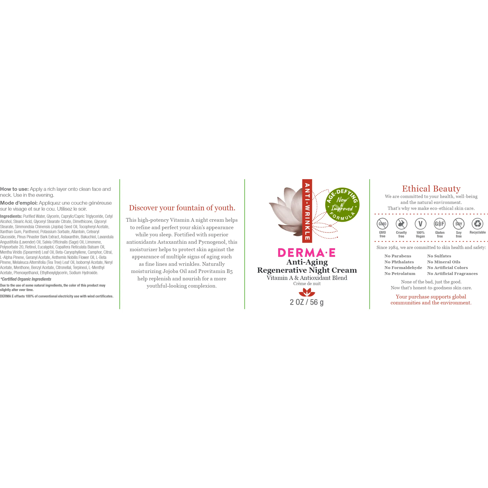 Anti-Aging Regenerative Night Cream 2 oz by Derma E Natural Bodycare