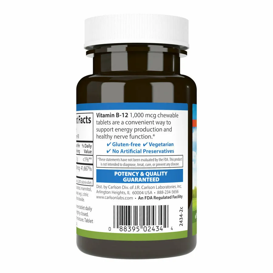 B-12 1000 mcg 90 tabs by Carlson Labs