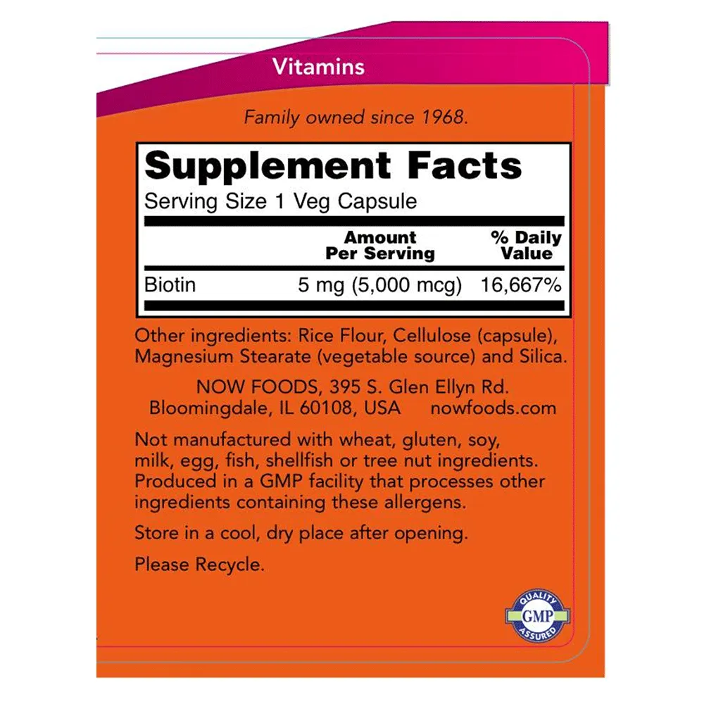 Biotin | 5.000mcg | Veg Capsule | 120 Count