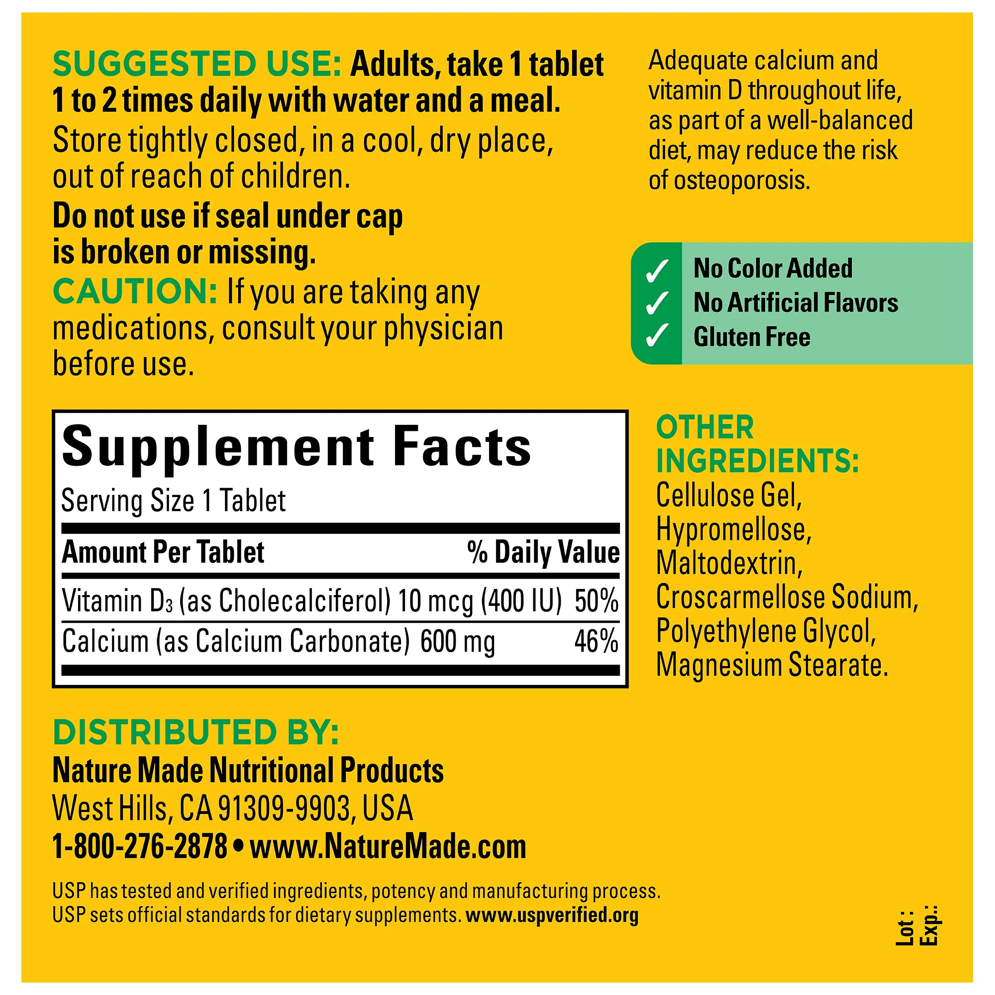 Calcium 600 mg with Vitamin D3 Tablets