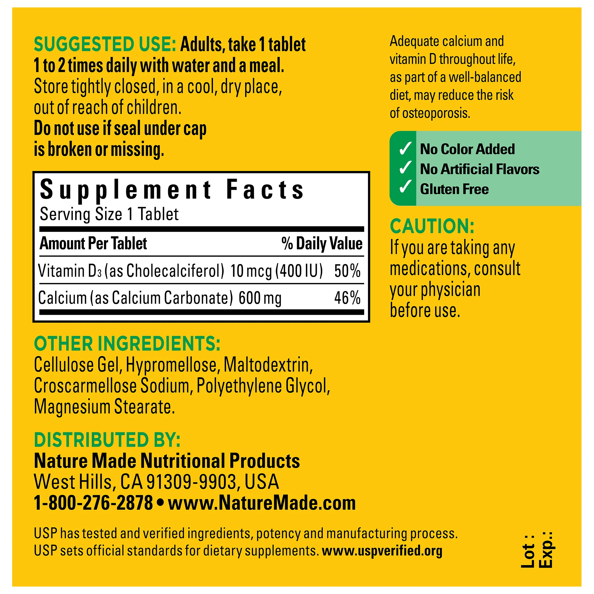 Calcium 600 mg with Vitamin D3 Tablets