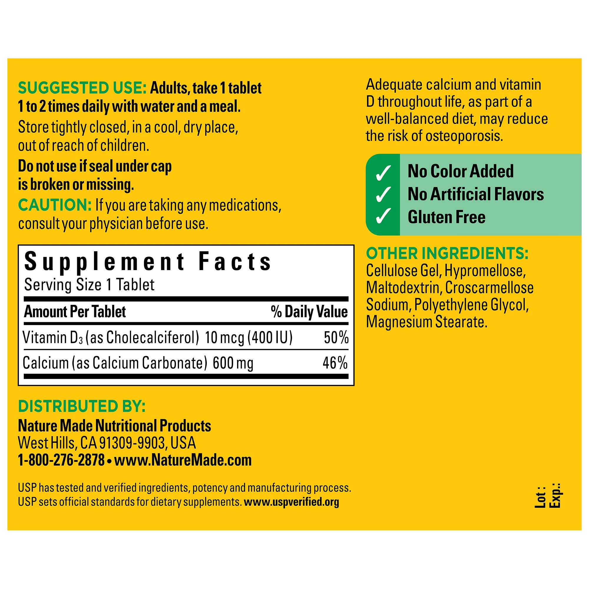 Calcium 600 mg with Vitamin D3 Tablets