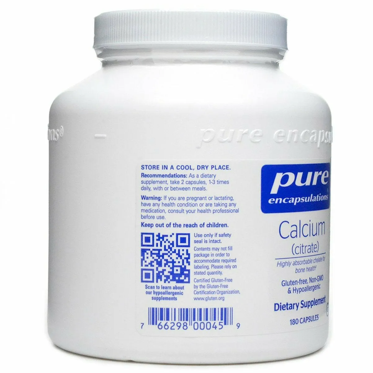 Calcium Citrate 180 caps by Pure Encapsulations