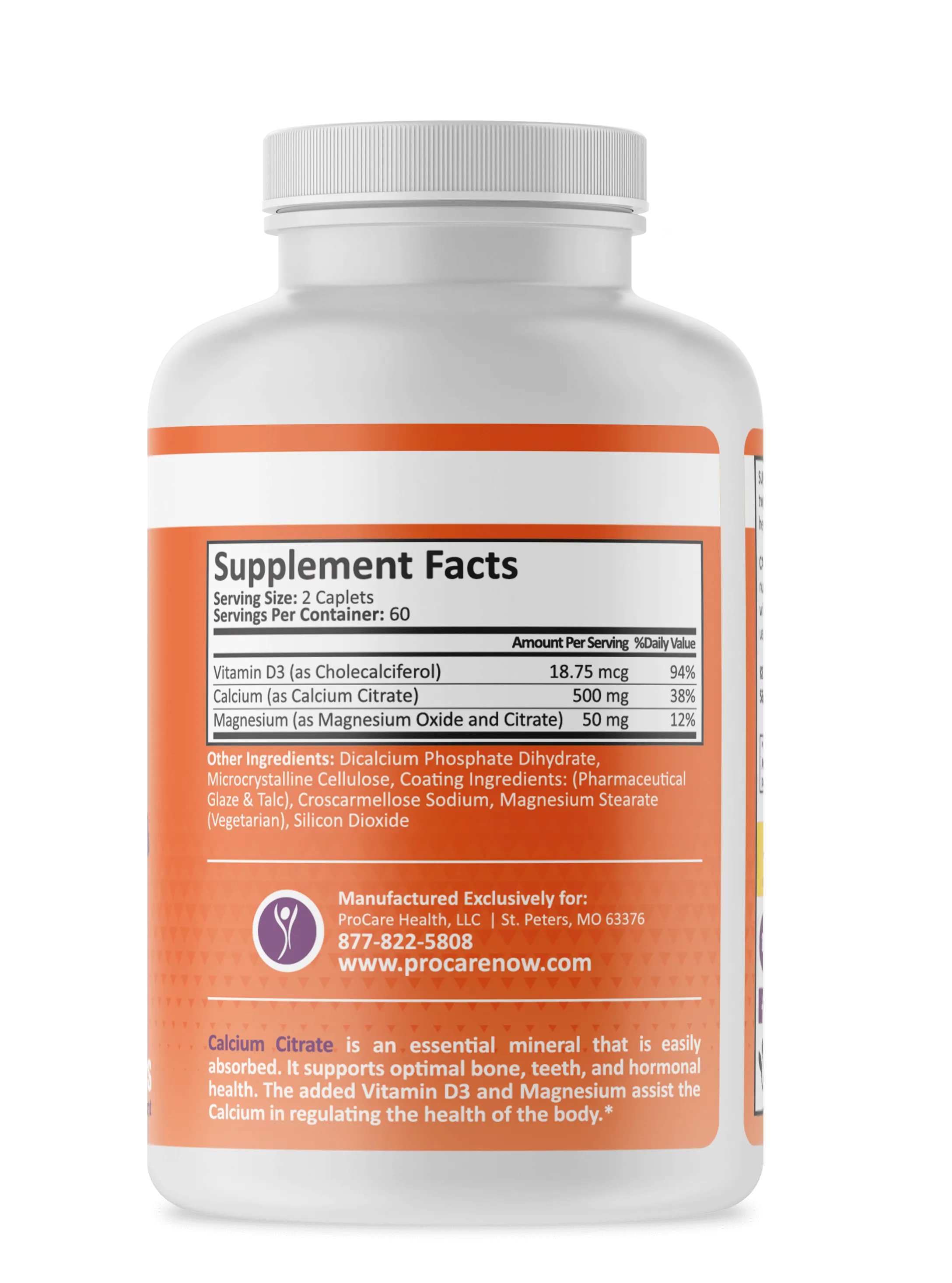 Calcium Citrate | Caplet | 500mg | 120 Count