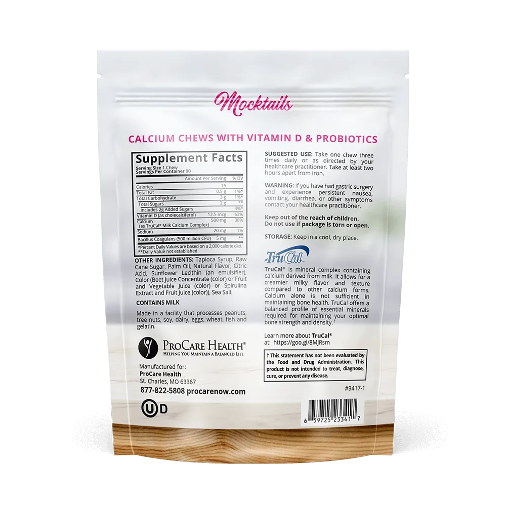 Calcium Soft Chew | Mocktails Assortment | 90 Count