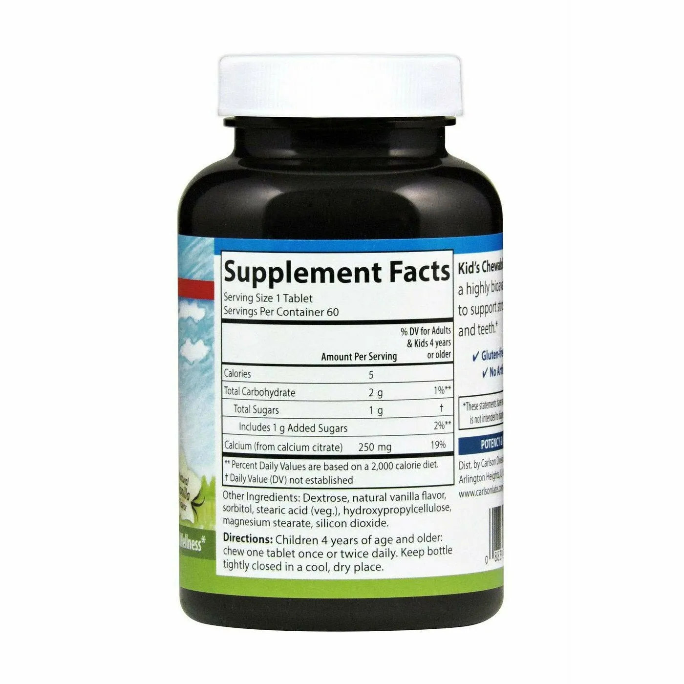Chewable Calcium 250 mg 60 tabs by Carlson Labs