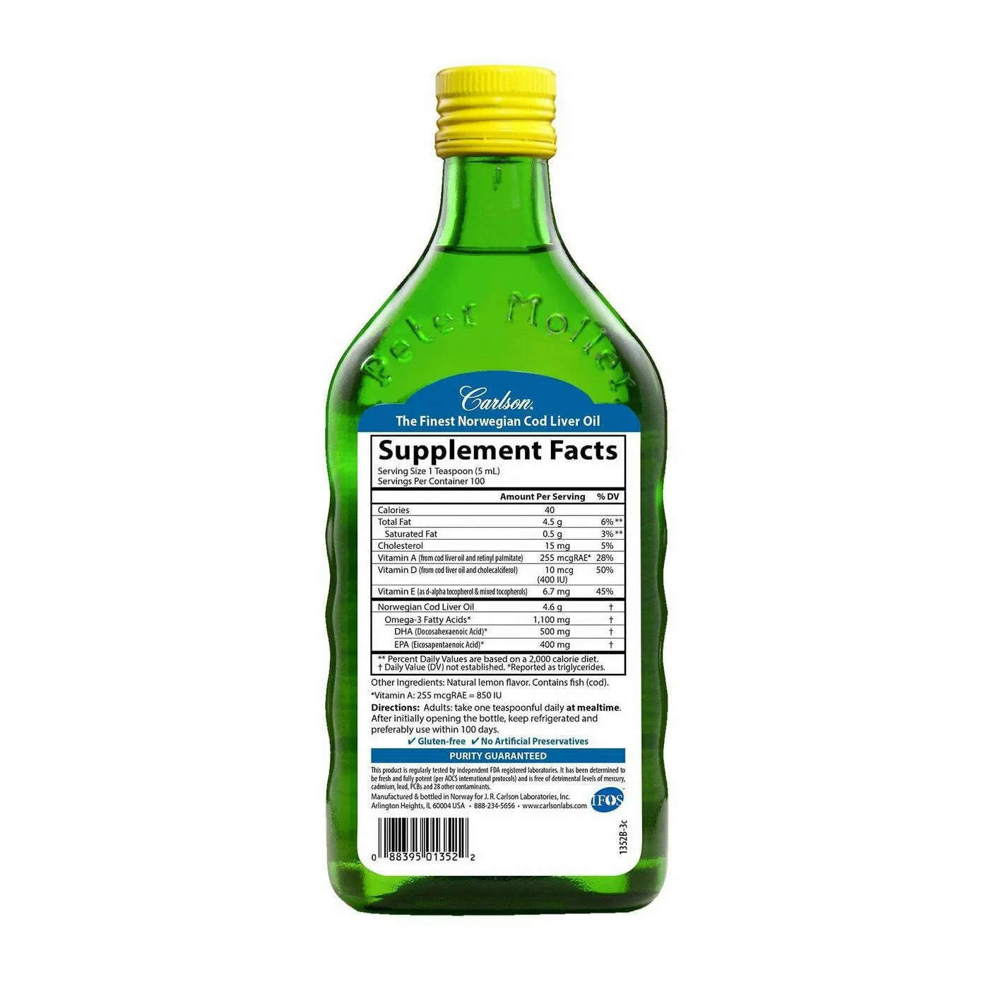 Cod Liver Oil Lemon 500 ml by Carlson Labs