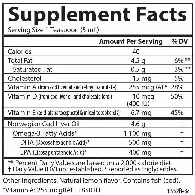 Cod Liver Oil Lemon 500 ml by Carlson Labs