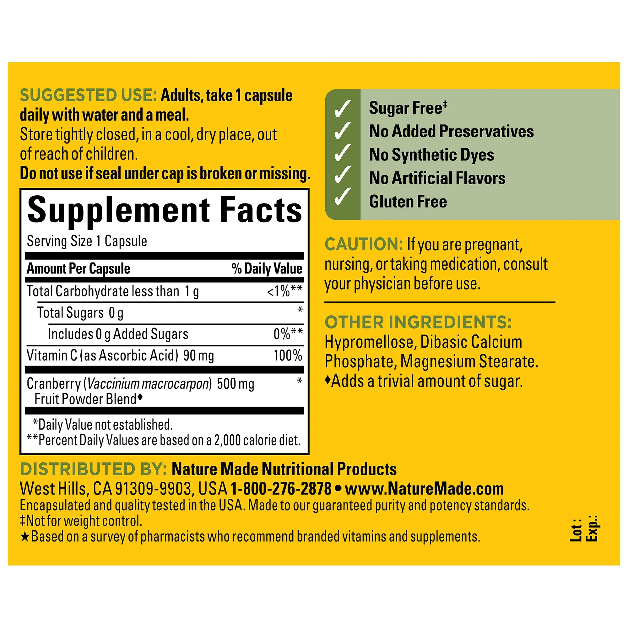 Cranberry Capsules 500 Mg With Vitamin C
