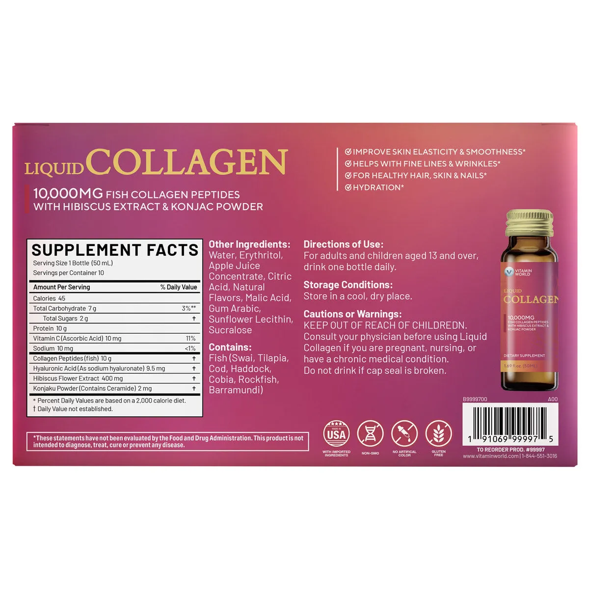 Crystal Clear Liquid Fish Collagen 10.000 mg by Vitamin World