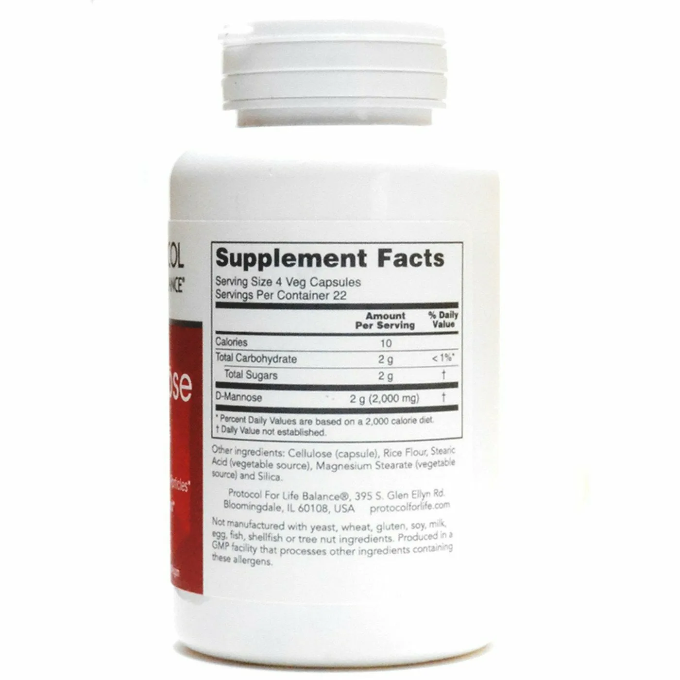 D-Mannose 500 mg 90 caps by Protocol For Life Balance