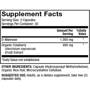 D-Mannose and Cranberry Extract 60 caps by Dr. Mercola