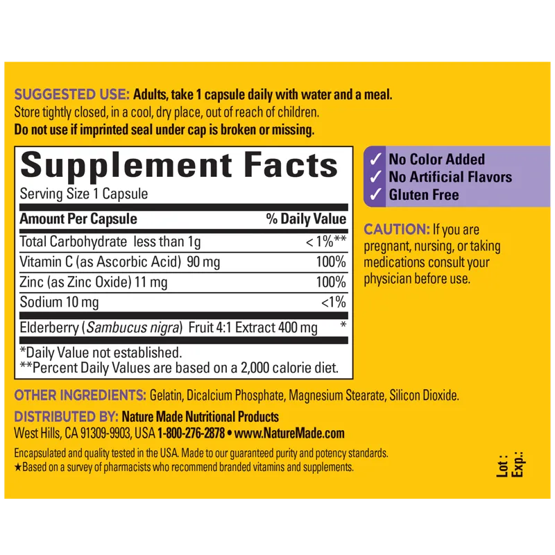 Elderberry Capsules with Vitamin C and Zinc