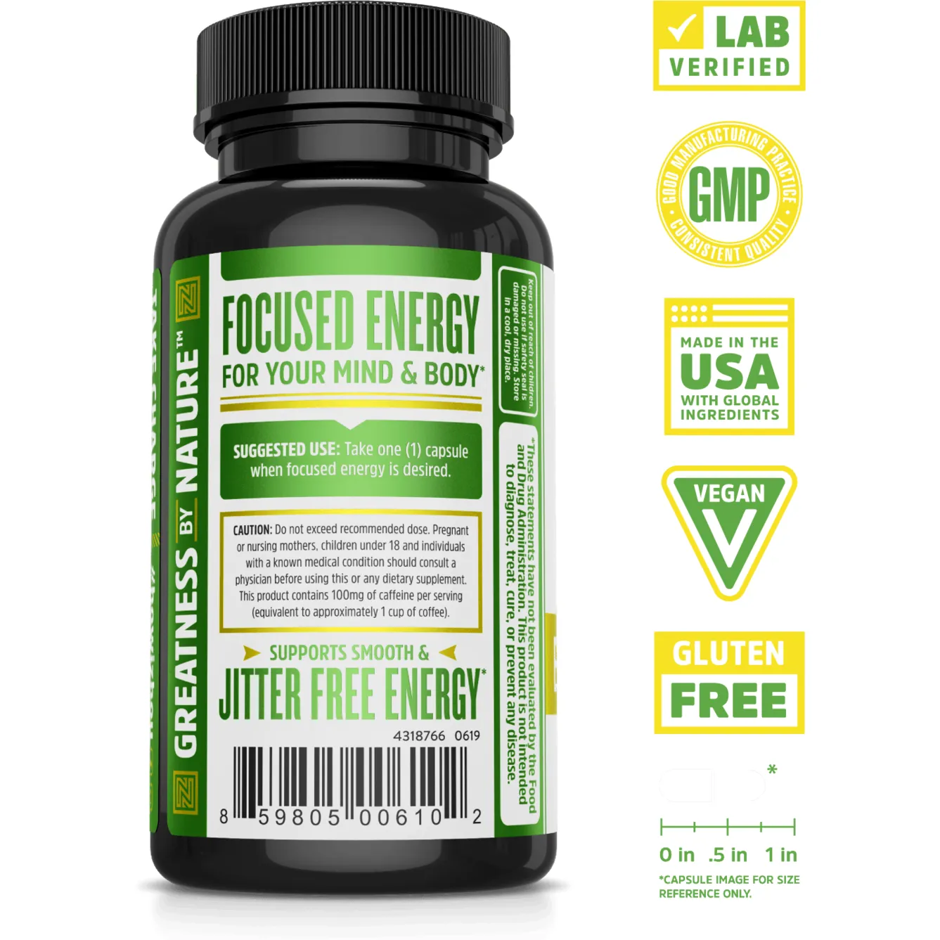 Energy   Focus 60 vegcaps By ZHOU Nutrition