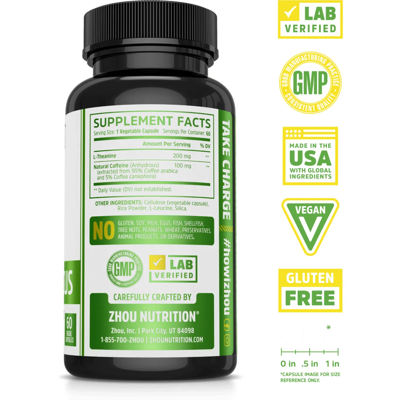 Energy   Focus 60 vegcaps By ZHOU Nutrition