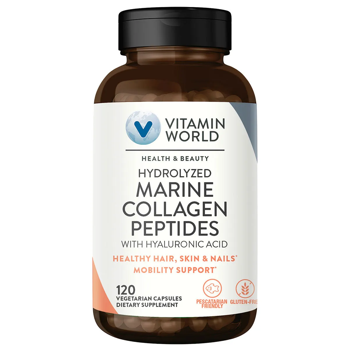 Hydrolyzed Marine Collagen Peptides w/ Hyaluronic Acid 120 caps by Vitamin World