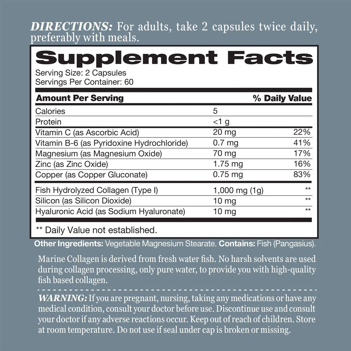 Hydrolyzed Marine Collagen Peptides w/ Hyaluronic Acid 120 caps by Vitamin World