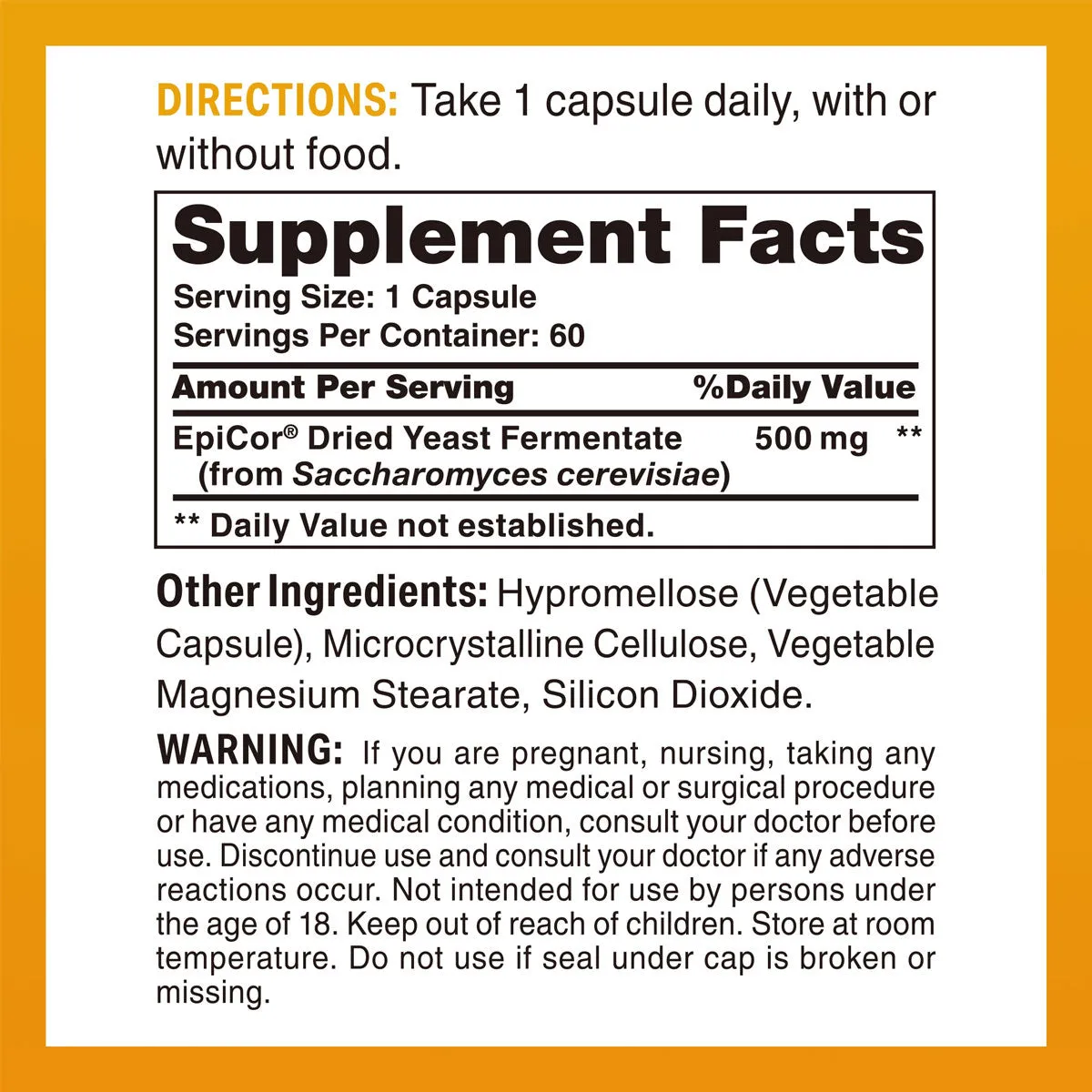 Immune Boost with EpiCor 500 mg 60 caps by Vitamin World
