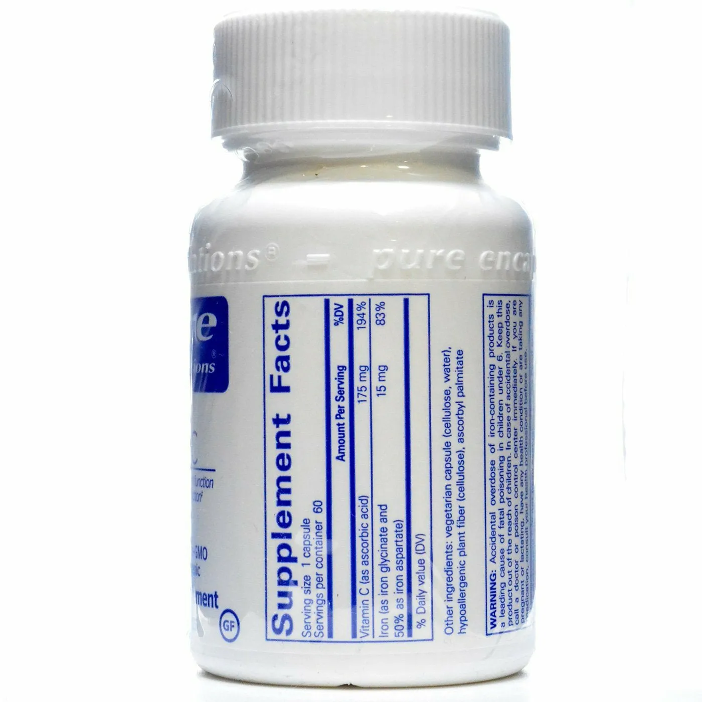 Iron-C 60 vcaps by Pure Encapsulations