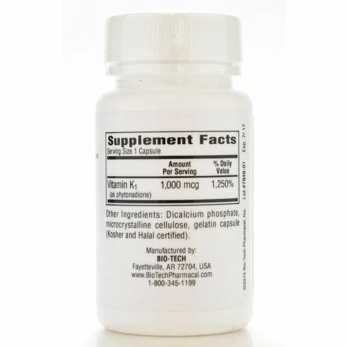 K1-1000 (Vitamin K-1) 100 caps by Bio-Tech