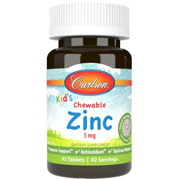 Kid's Chewable Zinc 5 mg 42 chewable tablets by Carlson Labs