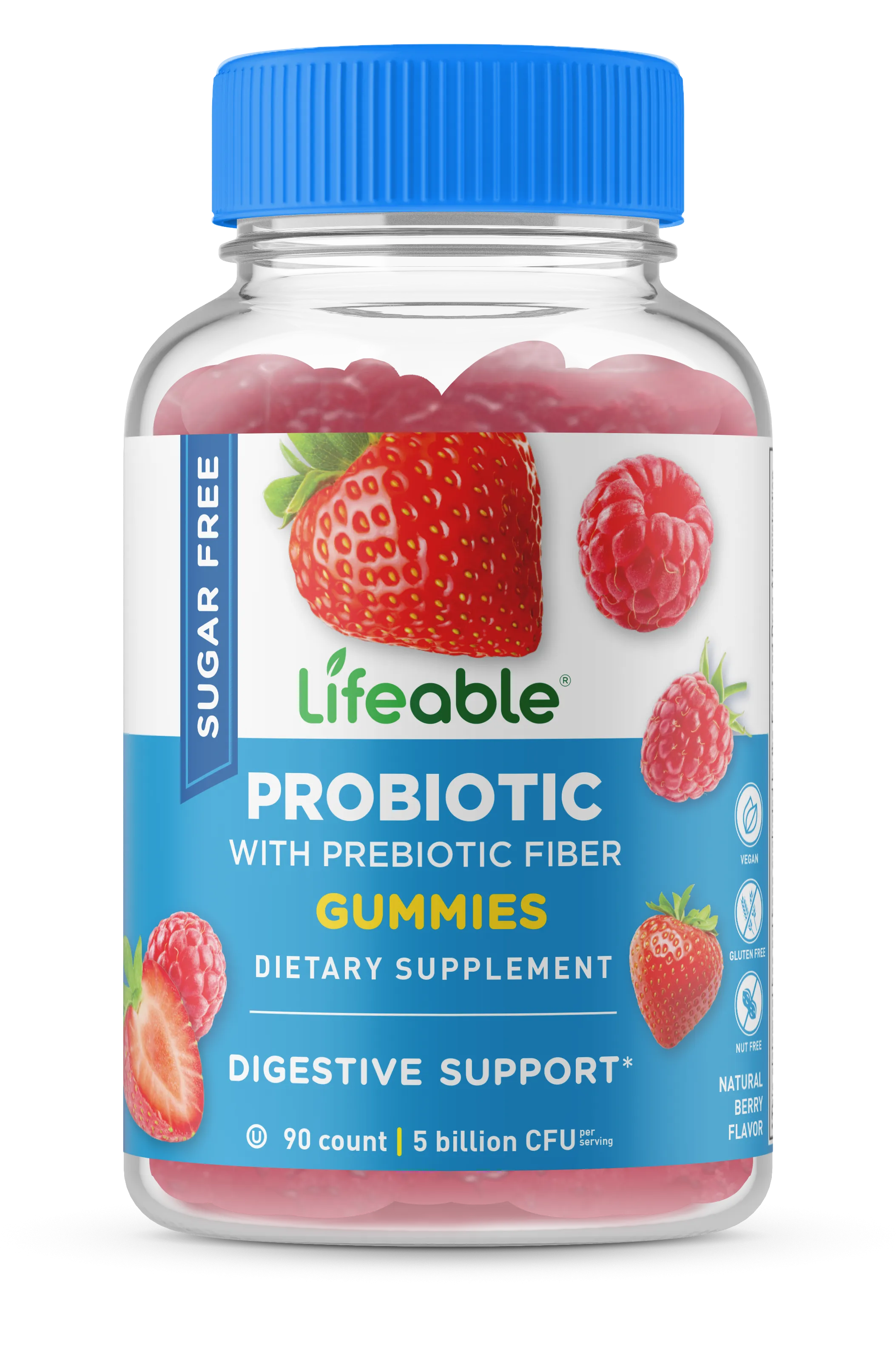 Lifeable Sugar Free Probiotics with Prebiotics Fiber for Kids 90 Gummies