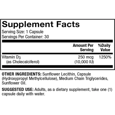 Lipsomal Vitamin D3 10.000 IU 30 caps by Dr. Mercola