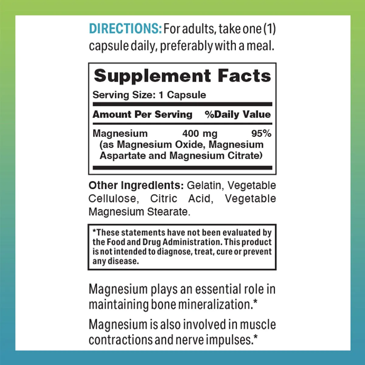 Magnesium Complex 400 mg Rapid Release Capsules by Vitamin World