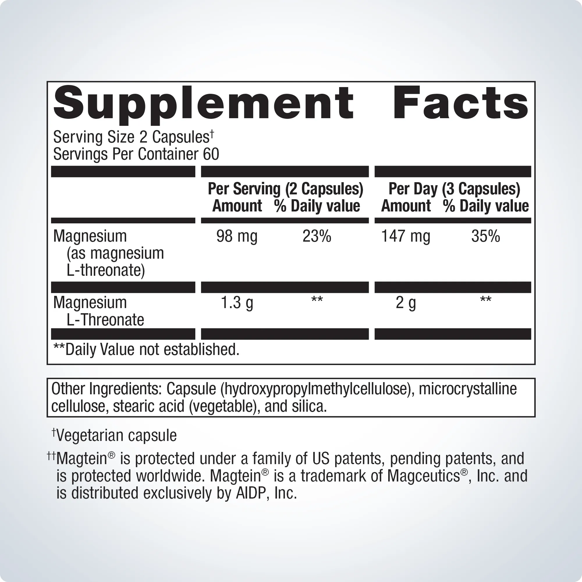Magtein Magnesium L-Threonate 120 Capsules by Metagenics