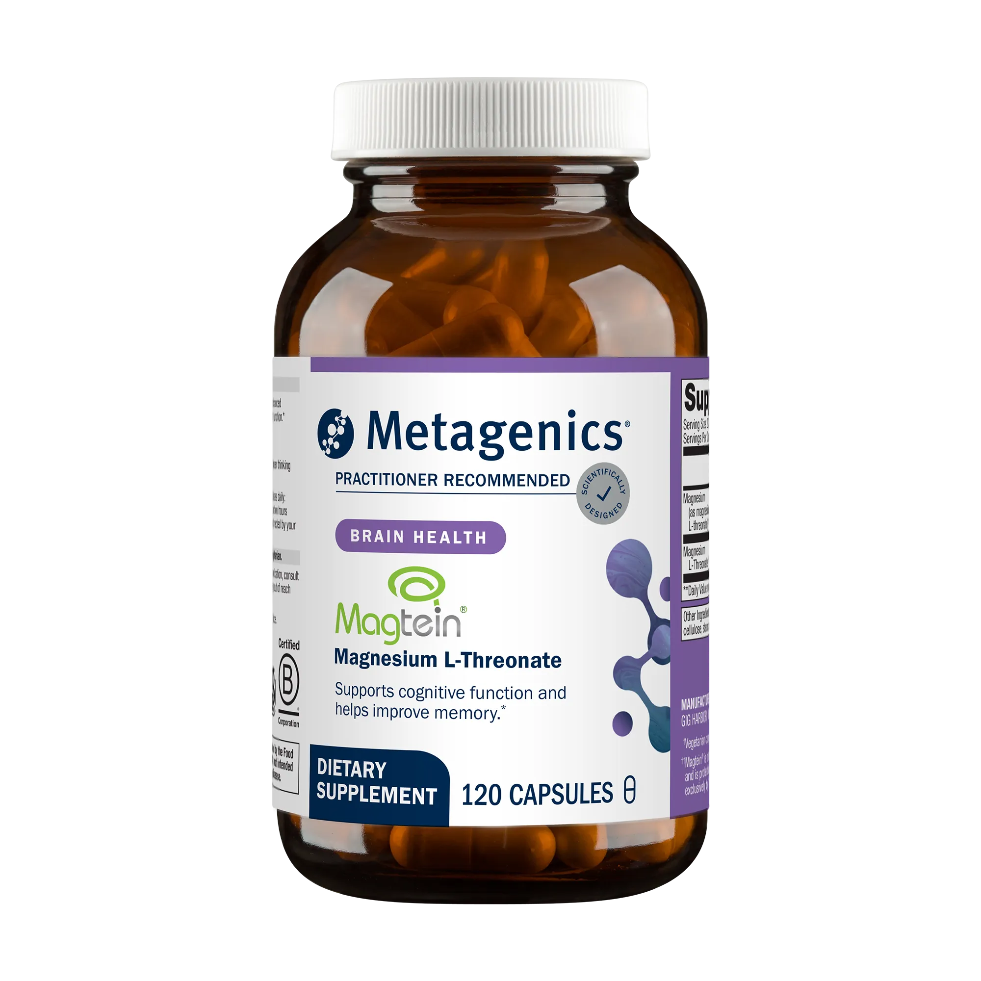 Magtein Magnesium L-Threonate 120 Capsules by Metagenics