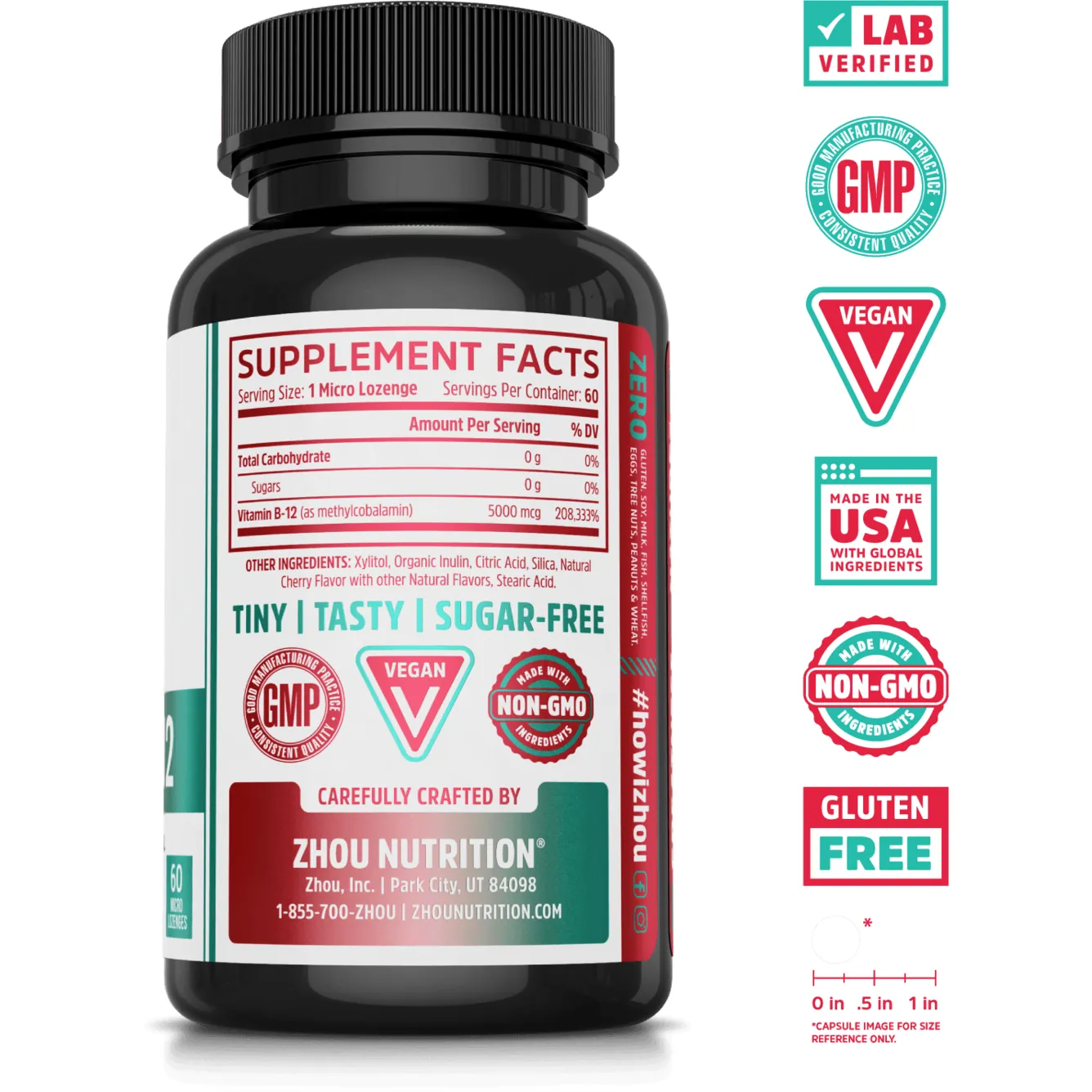Methyl B12 5000 Cherry 60 loz By ZHOU Nutrition