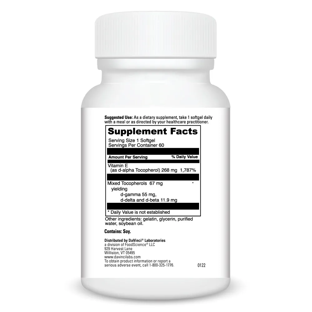 Natural Mixed Tocopherol E-400 60 softgels by Davinci Labs