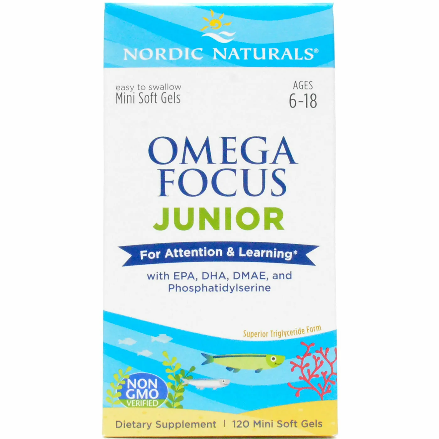 Omega Focus Junior 120 mini softgels By Nordic Naturals