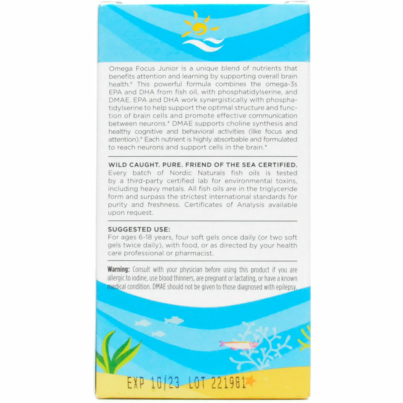 Omega Focus Junior 120 mini softgels By Nordic Naturals
