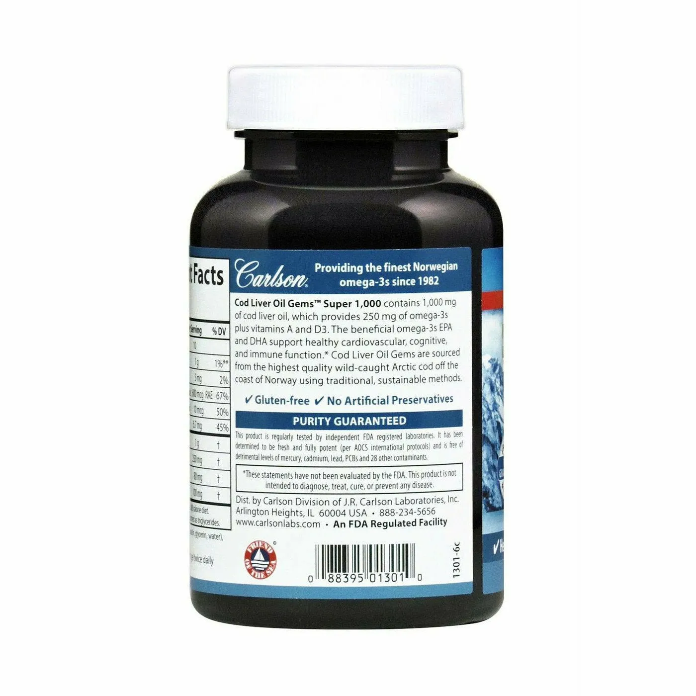 Super Cod Liver Oil 1000 mg 100 gels by Carlson Labs