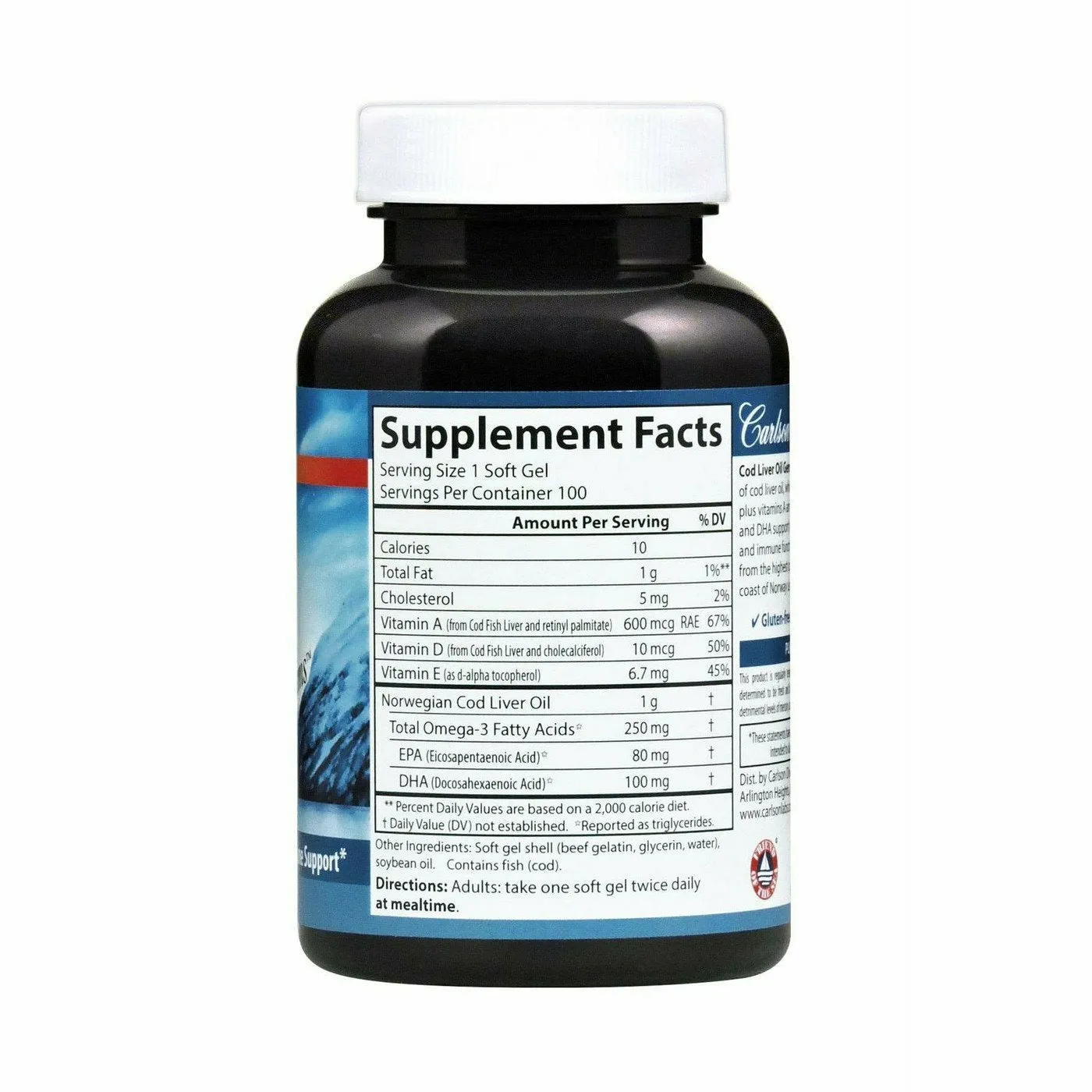 Super Cod Liver Oil 1000 mg 100 gels by Carlson Labs
