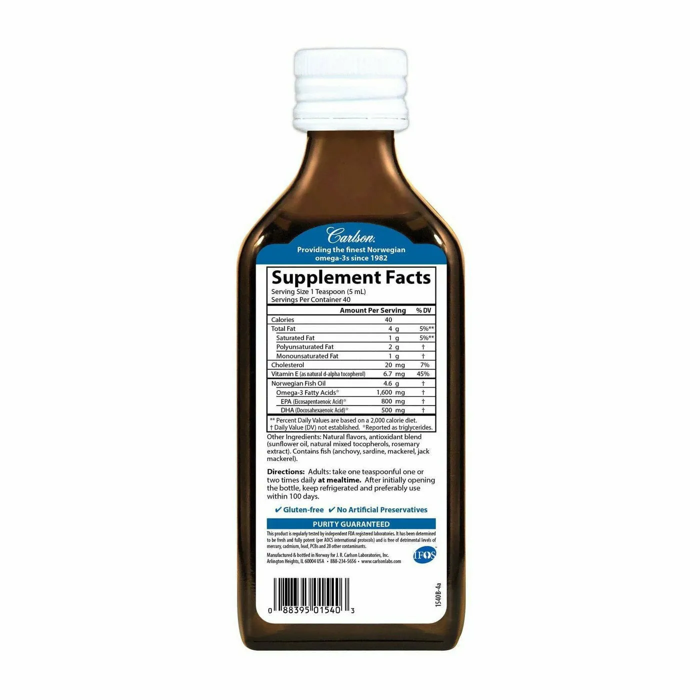The Very Finest Fish Oil Lemon 200 mL by Carlson Labs