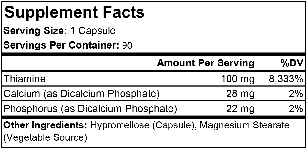 Thiamine B1 | Capsule | 90 Count