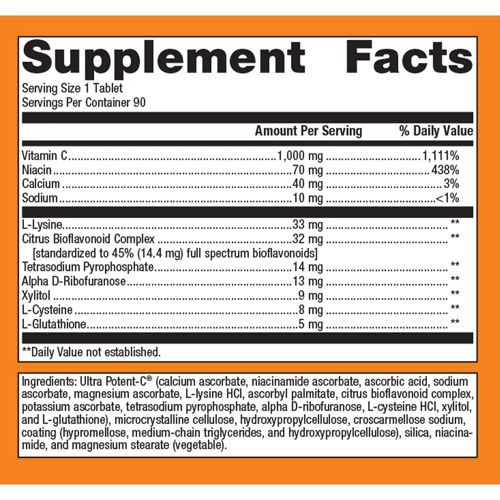Ultra Potent-C 1000 Vitamin C 90 Tablets by Metagenics