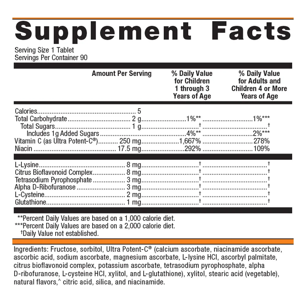 Ultra Potent-C Vitamin C 90 Chewable Tablets by Metagenics