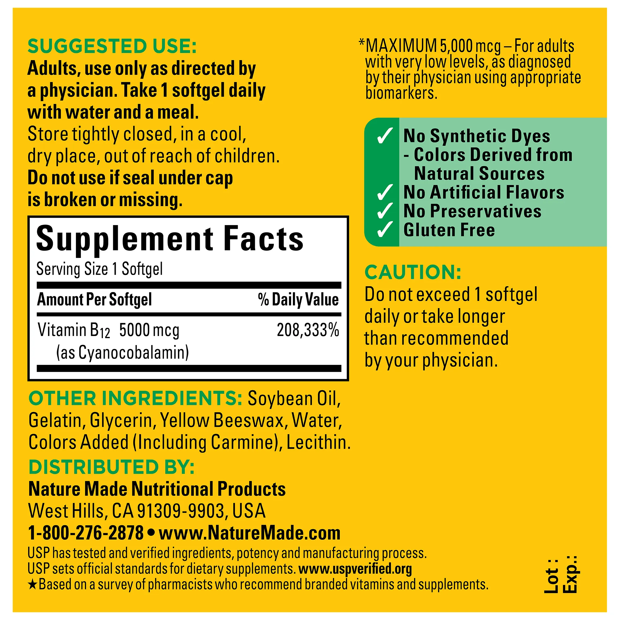 Vitamin B12 Maximum Strength 5000 mcg Softgels