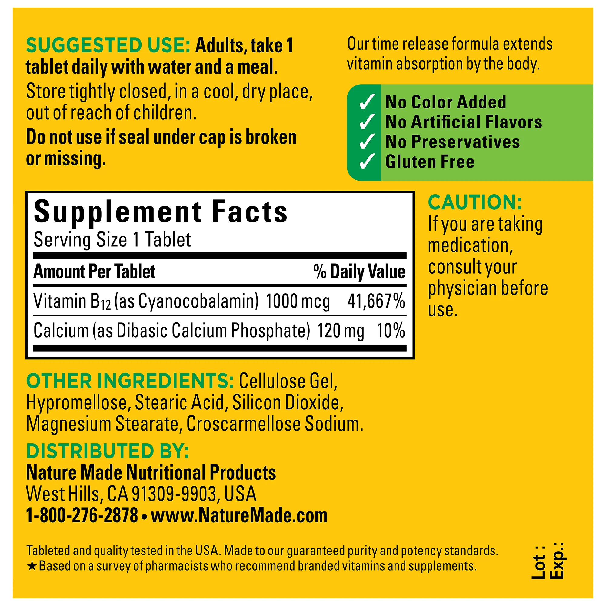 Vitamin B12 Time Release 1000 mcg Tablets