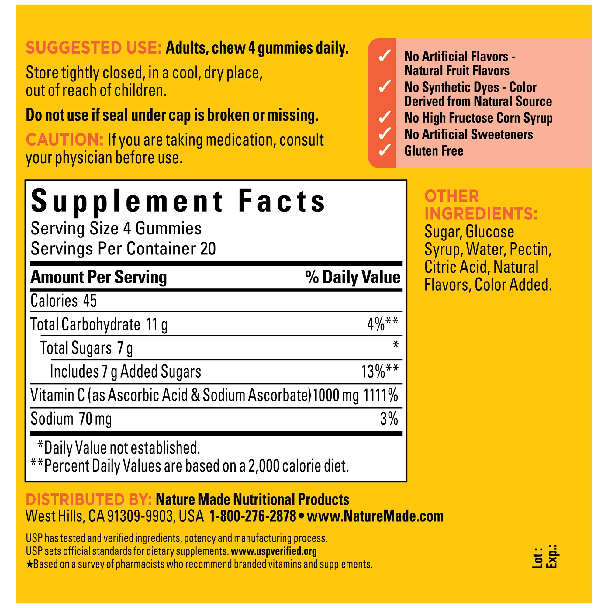 Vitamin C Gummies Maximum Strength Dosage 1000 mg per serving