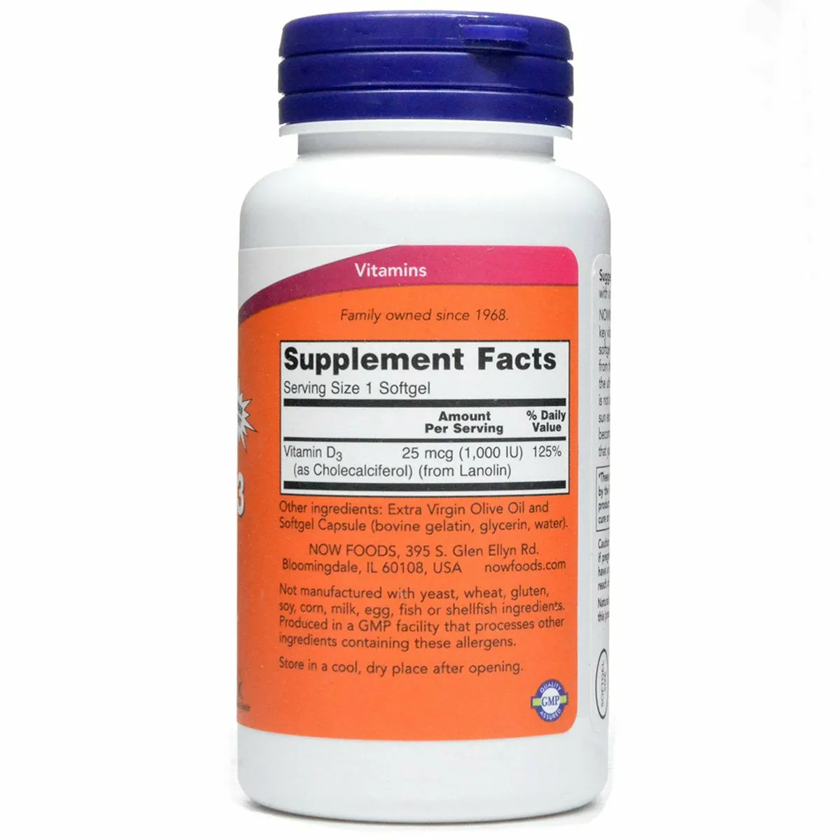 Vitamin D-3 1000 IU 360 softgels by NOW