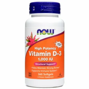 Vitamin D-3 1000 IU 360 softgels by NOW
