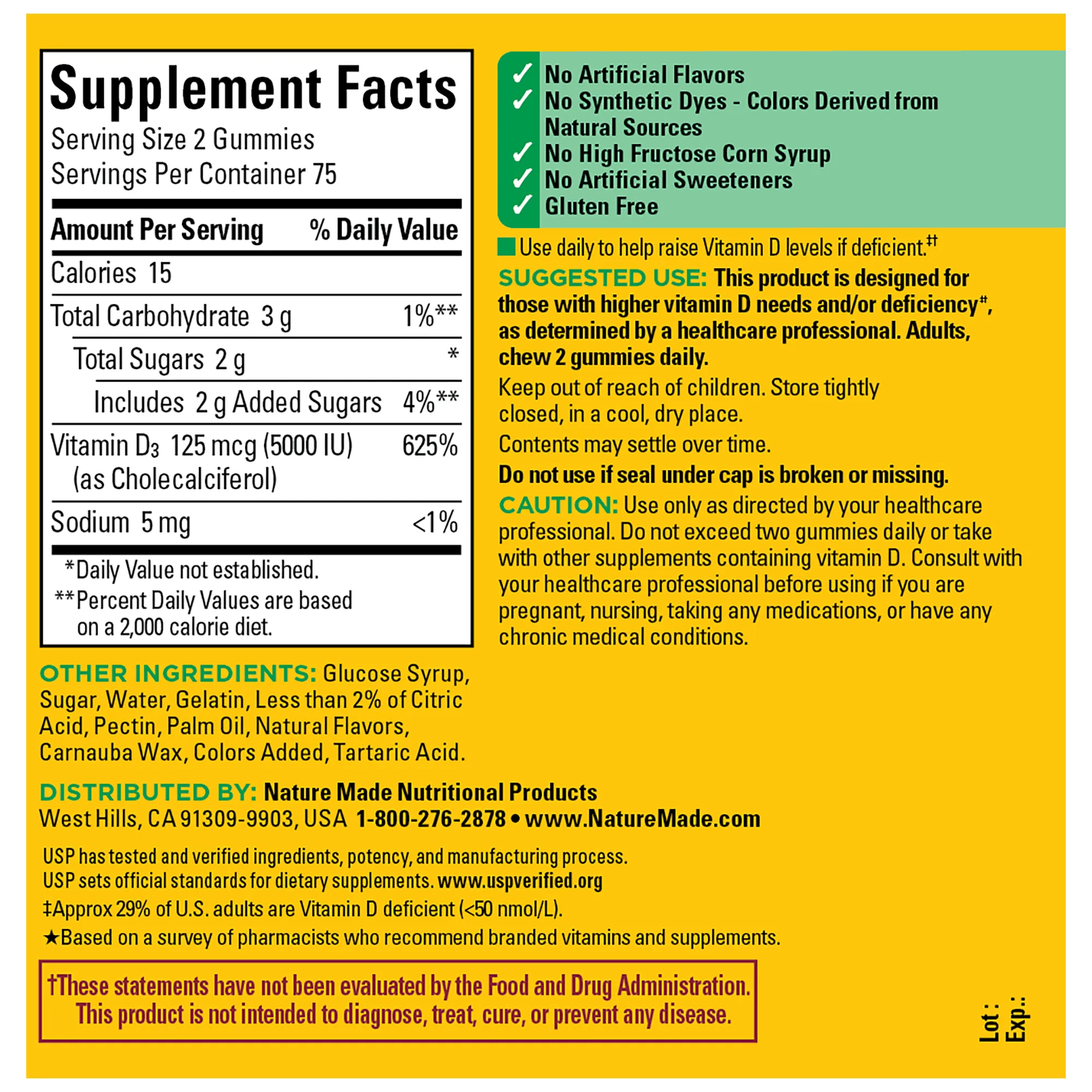 Vitamin D Extra Strength 5000 IU (125 mcg) Gummies