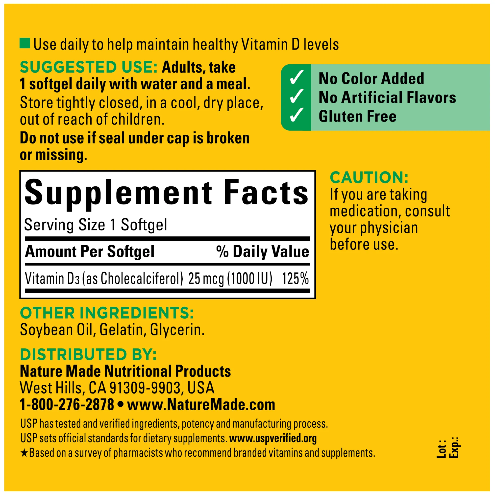 Vitamin D3 1000 IU (25 mcg) Softgels