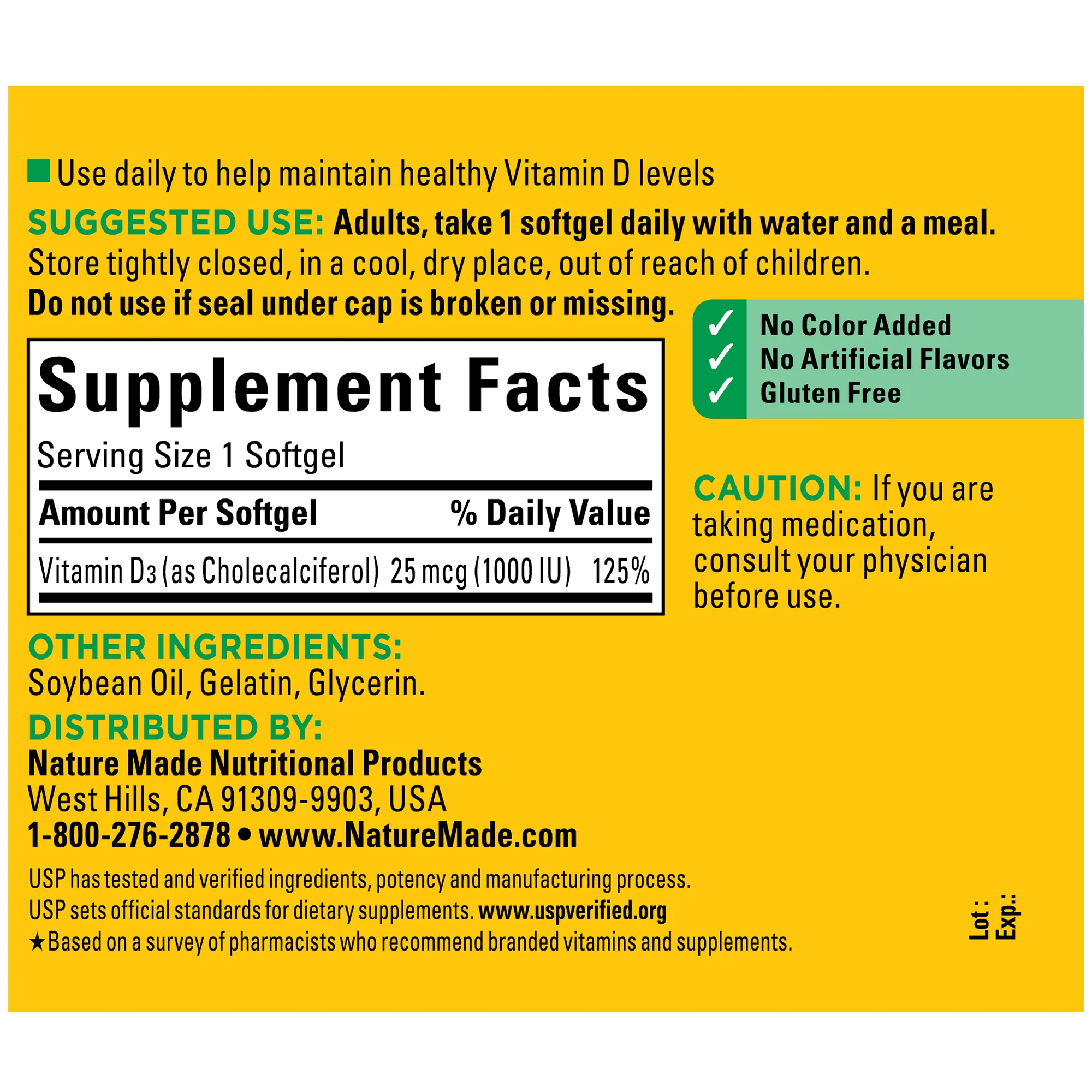 Vitamin D3 1000 IU (25 mcg) Softgels