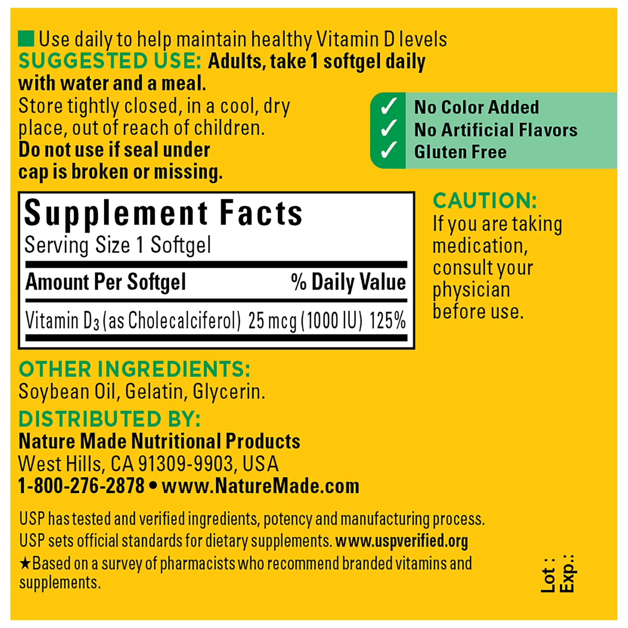Vitamin D3 1000 IU (25 mcg) Softgels