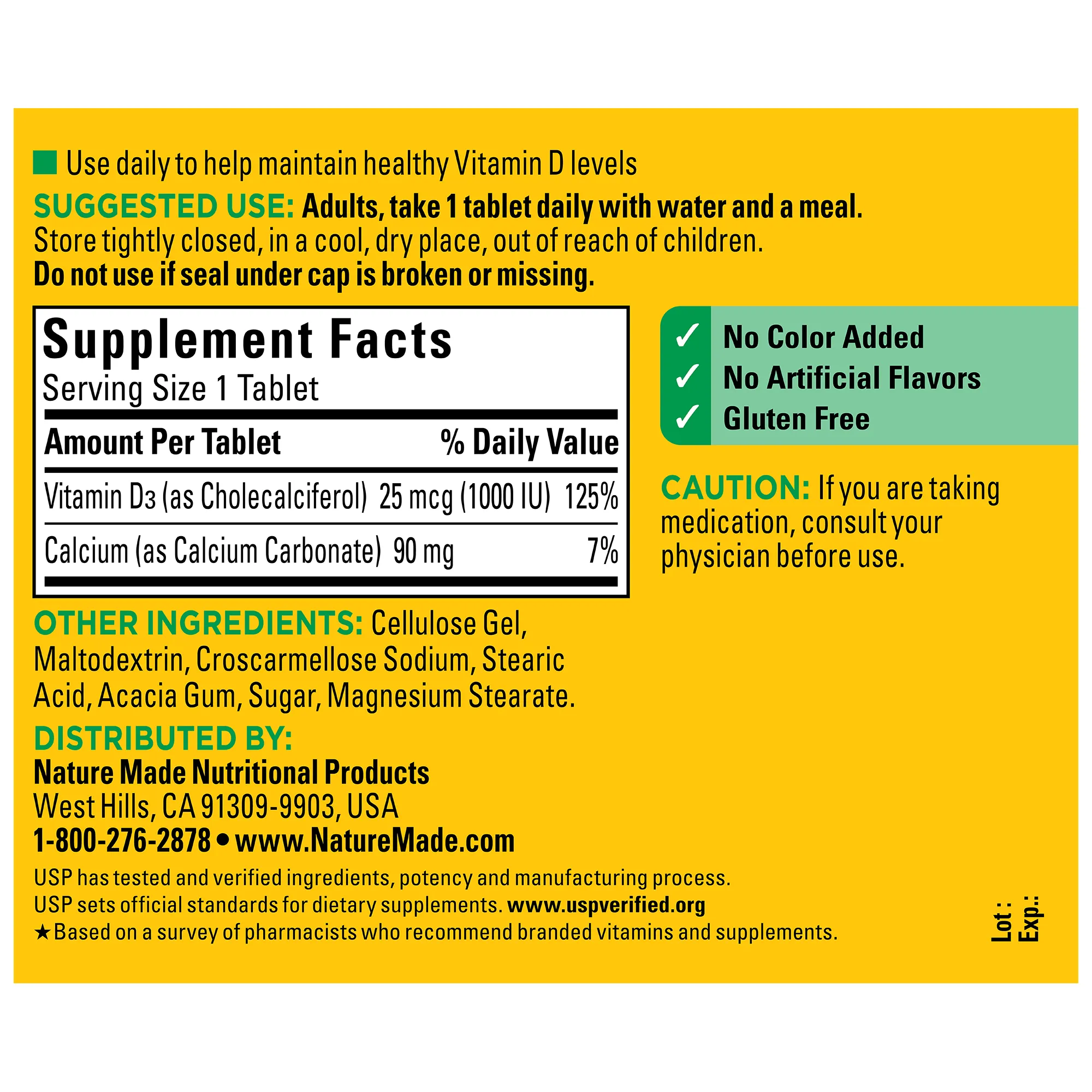 Vitamin D3 1000 IU (25 mcg) Tablets